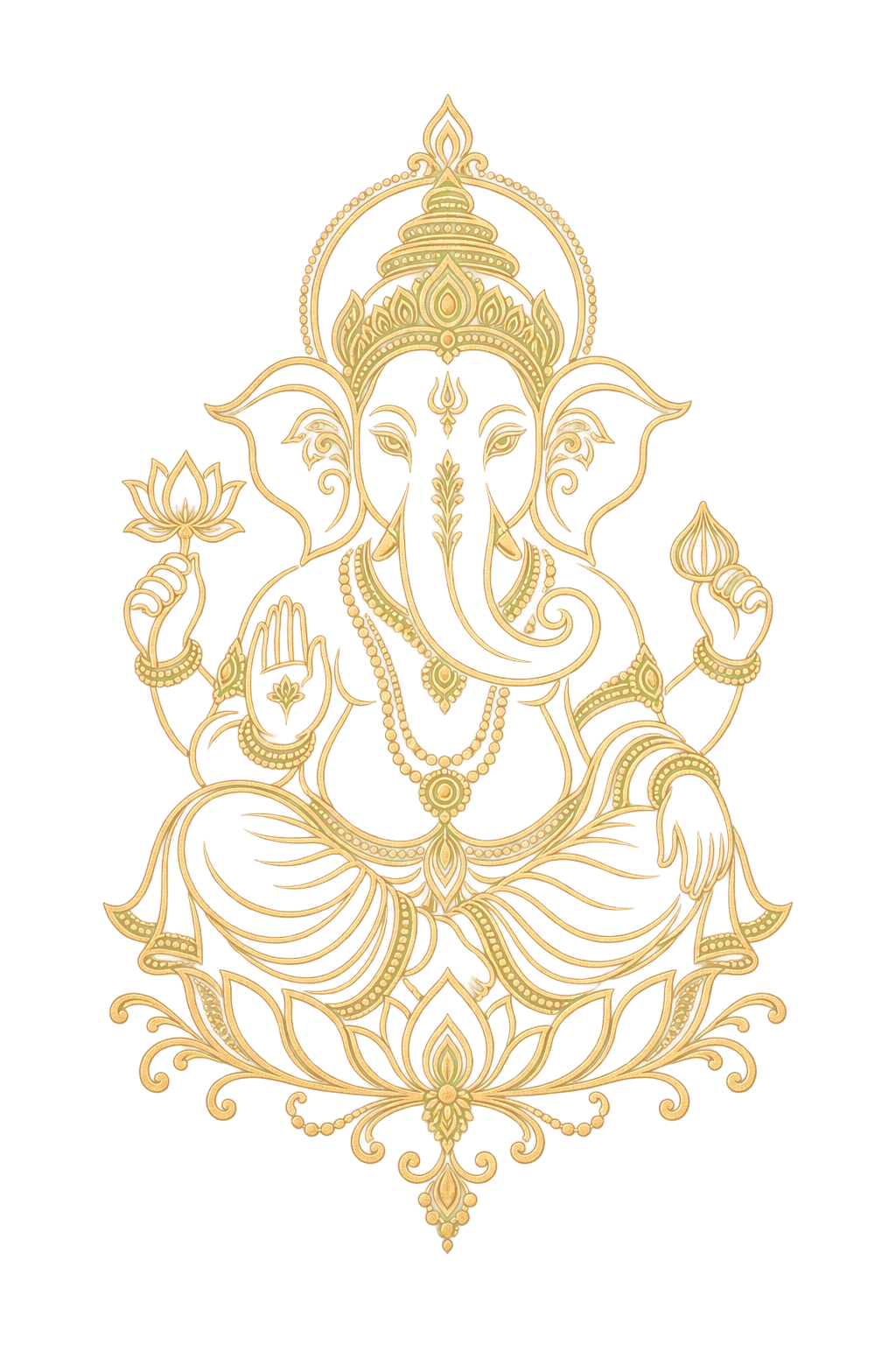 Golden illustration of Lord Ganesha